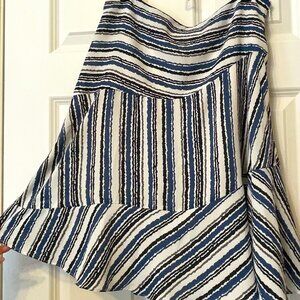 NWT LOFT blue/white/black/gray striped skirt size 10